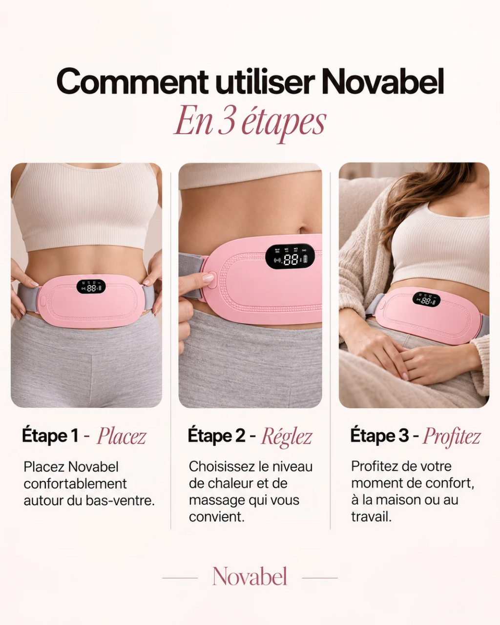Novabel — Ceinture Chauffante Menstruelle & Massante